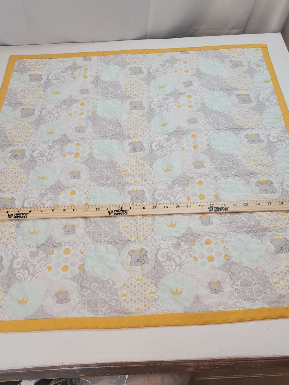 Baby Patchwork Quilted Crib Blanket - Yellow and Gray